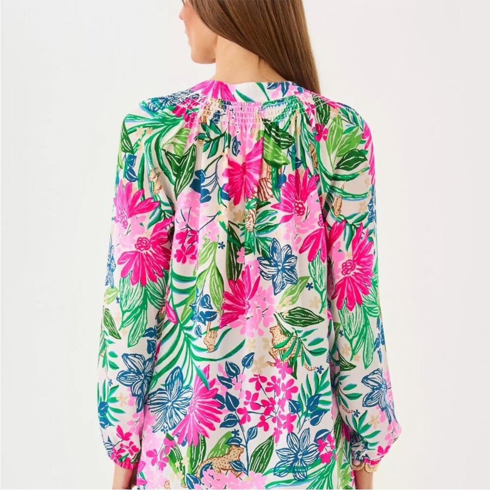 Lilly Pulitzer Elsa silk blouse size L, great condition - Picture 4 of 4